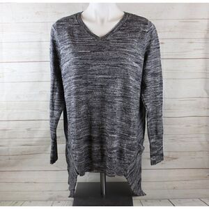 Logo by Lori Goldstein L Melange Cotton Cashmere Sweater Black White